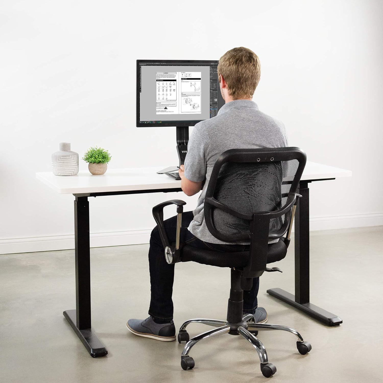 VIVO White 60 x 24 inch Universal Solid One-Piece Table Top for Standard and Sit to Stand Height Adjustable Home and Office Desk Frames, DESK-TOP60W
