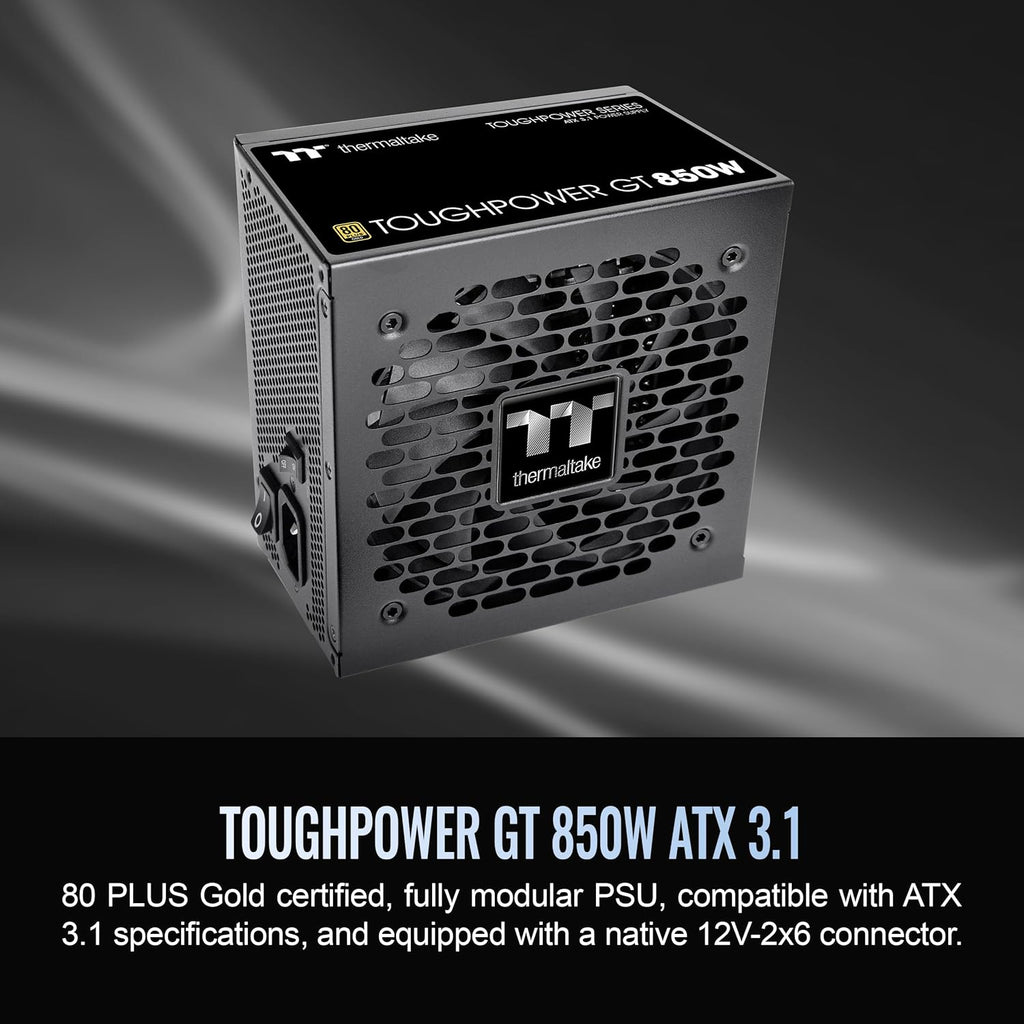 Thermaltake Toughpower GT 850W ATX 3.1 Standard Power Supply; 80 Plus Gold Efficiency; Smart Zero Fan; Native 450W PCIe 5.1 Connector; PS-TPT-0850FNFAGU-3; 5 Year Warranty
