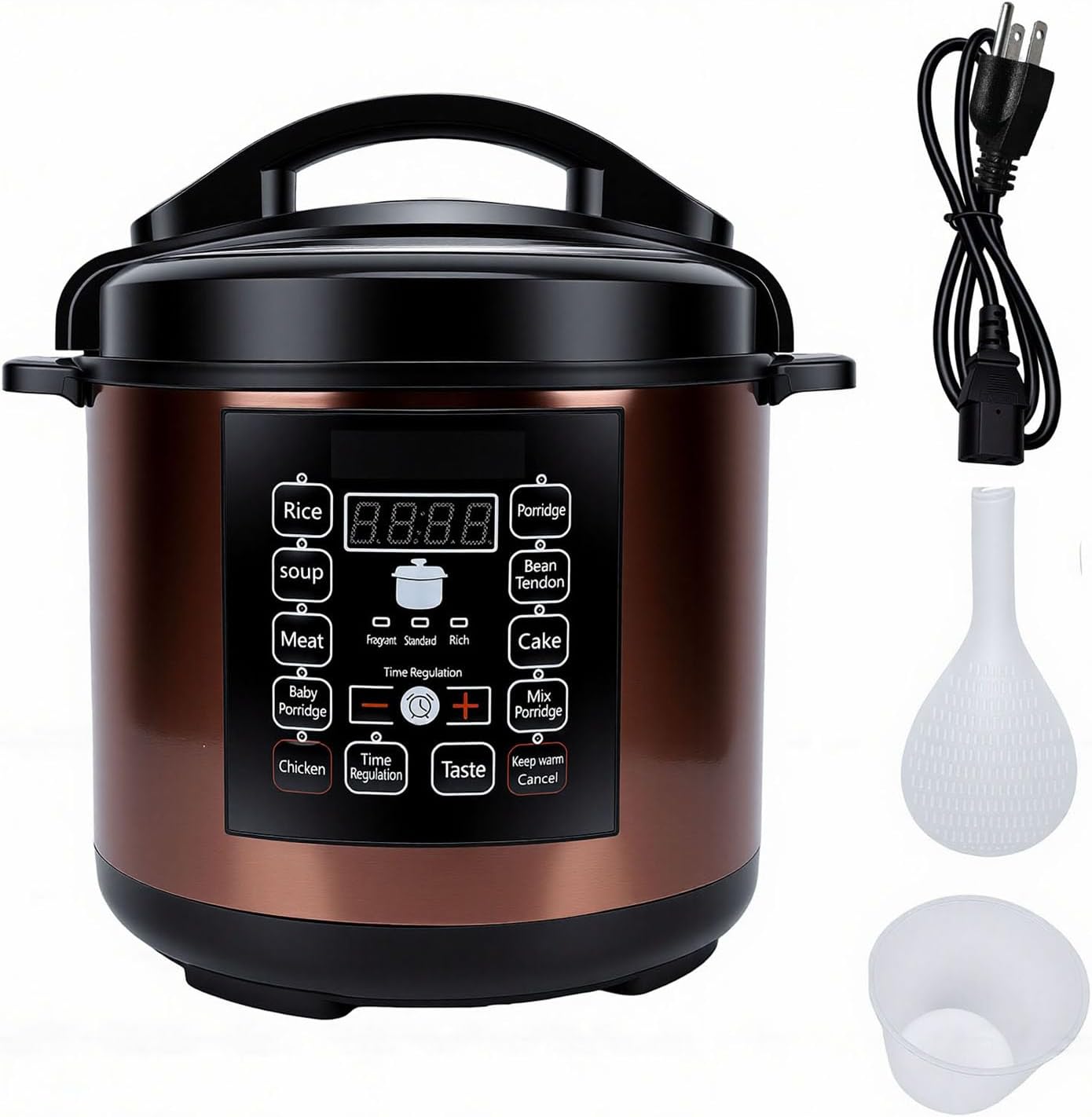 HEEPDD Electric Pressure Cooker 6L Slow Cooker Multi Rice 10-in-1 Programmable with Fingerprint Proof Stainless Steel for Family Meal Prep Cooking (US Plug 110V)