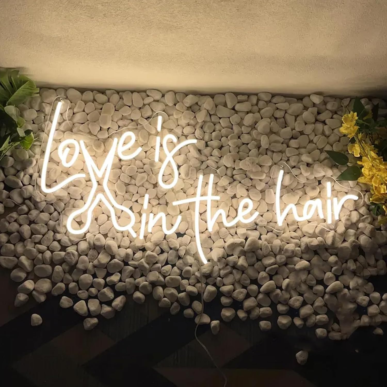 Love is in the Hair Neon Sign 23 inches LED Hair Salon Lights Up Neon Signs Business Wall Decor for Beauty Salon Barber Shop Hair Room