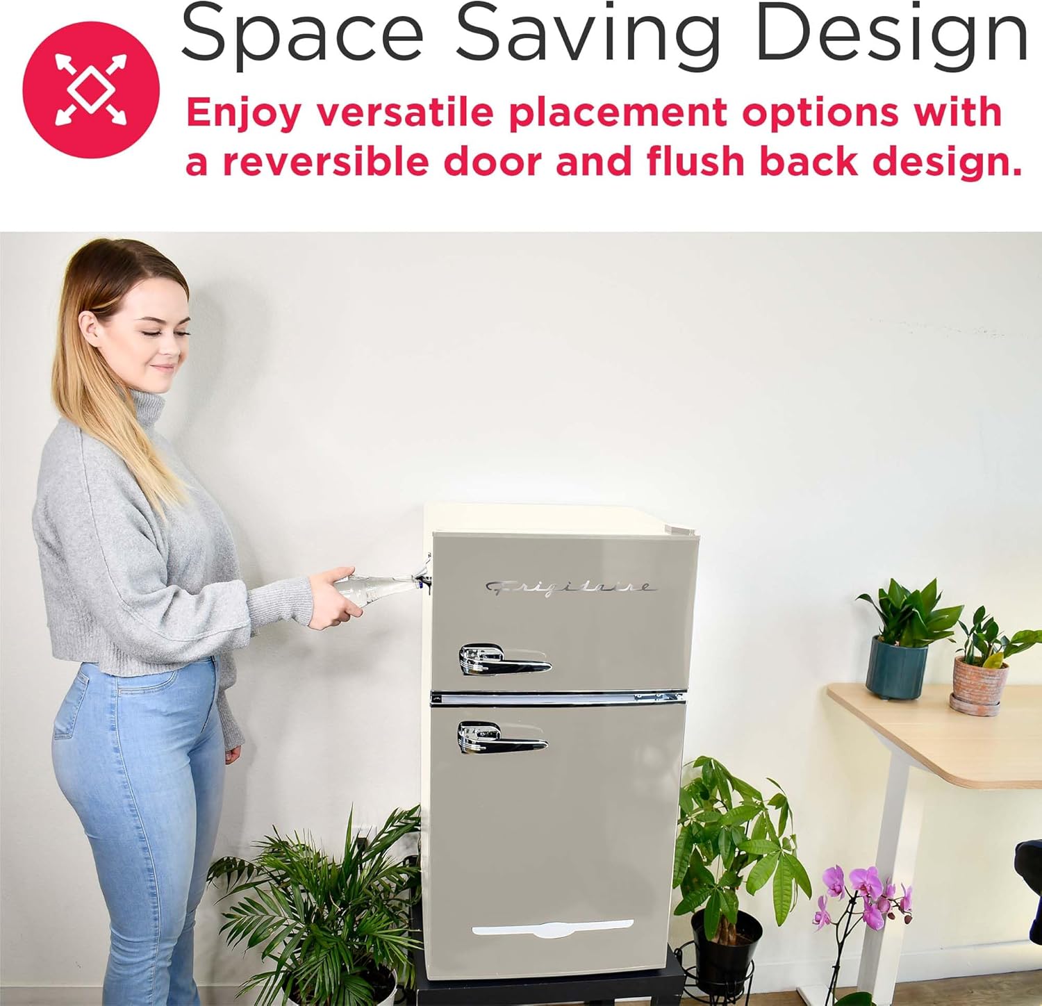 Frigidaire EFR840-Cream EFR840 Retro Mini Fridge with Freezer & Side Bottle Opener-Small 2 Door Refrigerator for Office Bar or College Dorm Room-3.1 Cu Ft (Cream)