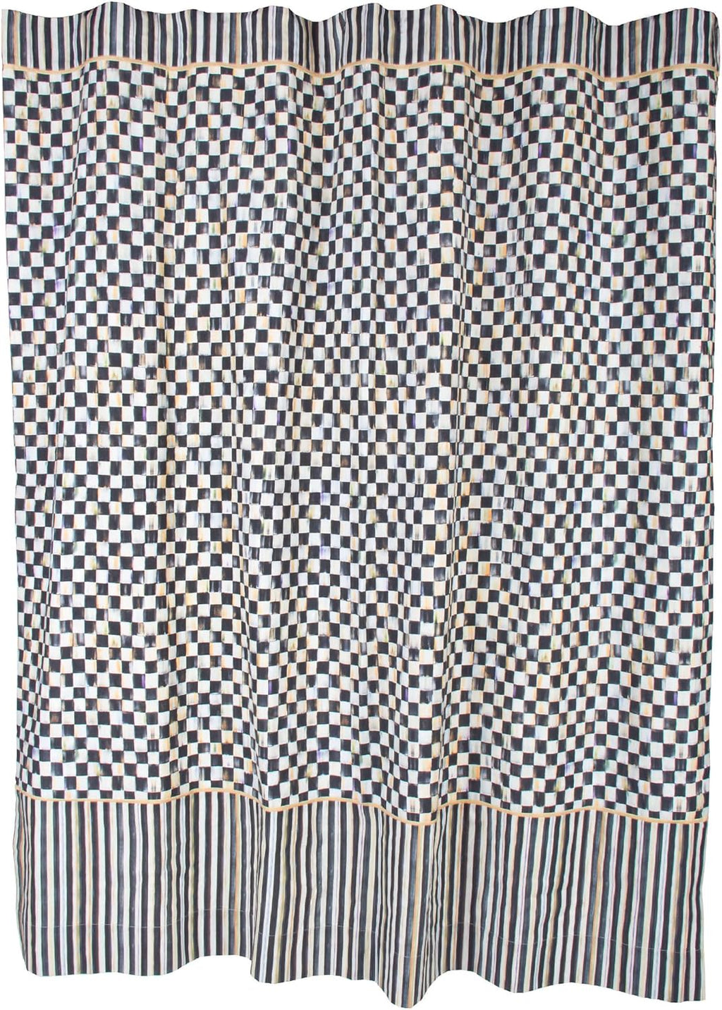 MACKENZIE-CHILDS Fabric Shower Curtain, Decorative Bathroom Shower Curtain with Eyelet Hang Holes, 72 Inches by 72 Inches, Black-and-White Courtly Check