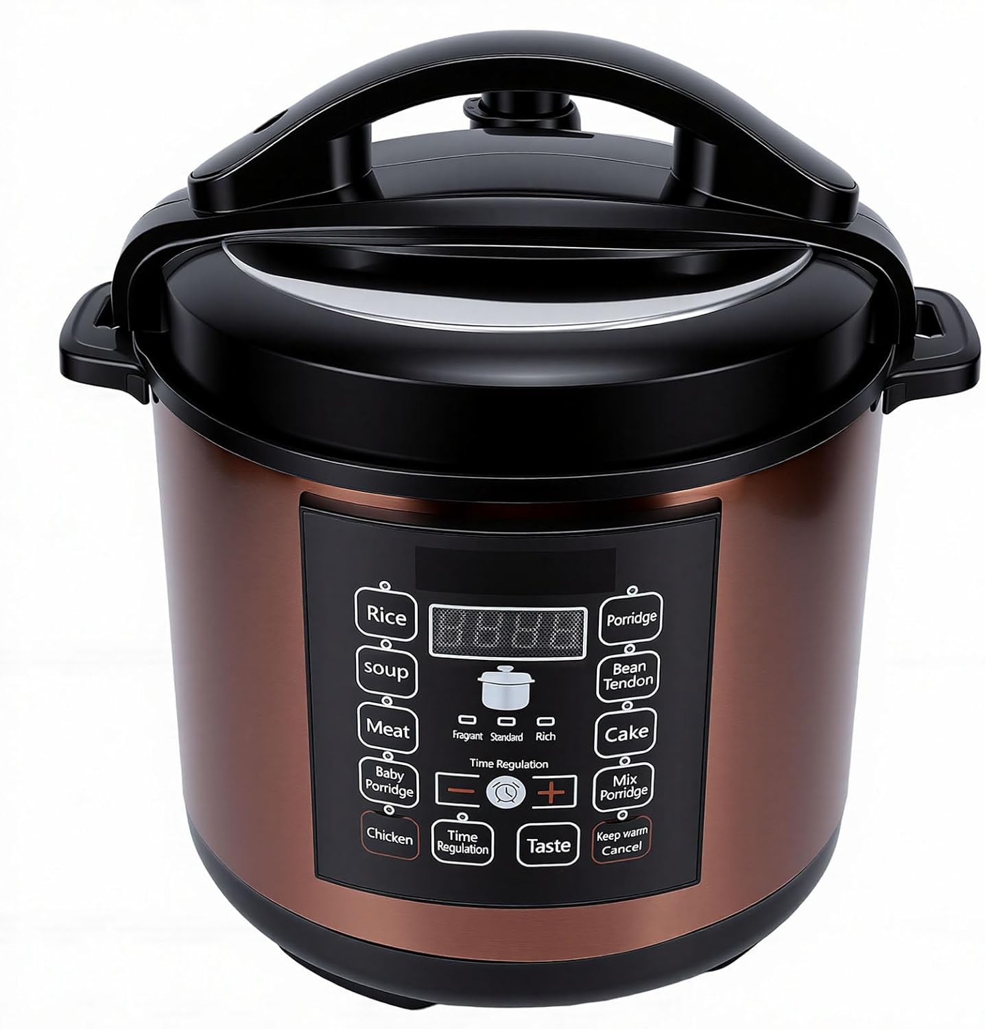 Fockety Electric Pressure Cooker, 6L Multi Rice Cooker, Slow with Stainless Steel Sides, Smart Programs and Overheat Protection for Pressure Cooking, Soup, Yogurt and Rice (US Plug 110V)