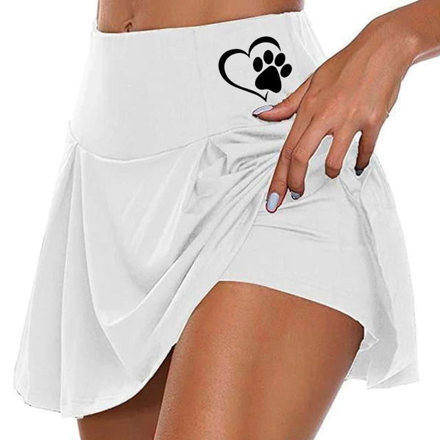 Women's Fashion Solid Color Running Skirt with Double-Layer Tennis Golf Sports Hot Workout Shorts Gym Skirt S-5XL