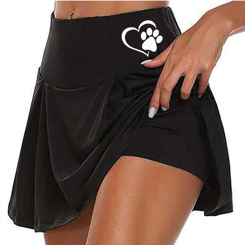Women's Fashion Solid Color Running Skirt with Double-Layer Tennis Golf Sports Hot Workout Shorts Gym Skirt S-5XL