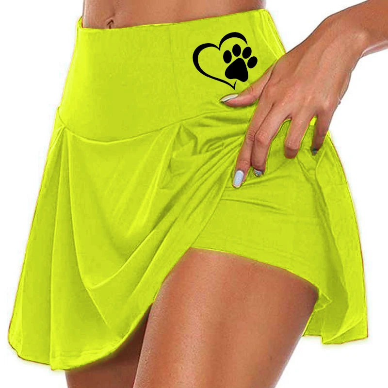 Women's Fashion Solid Color Running Skirt with Double-Layer Tennis Golf Sports Hot Workout Shorts Gym Skirt S-5XL