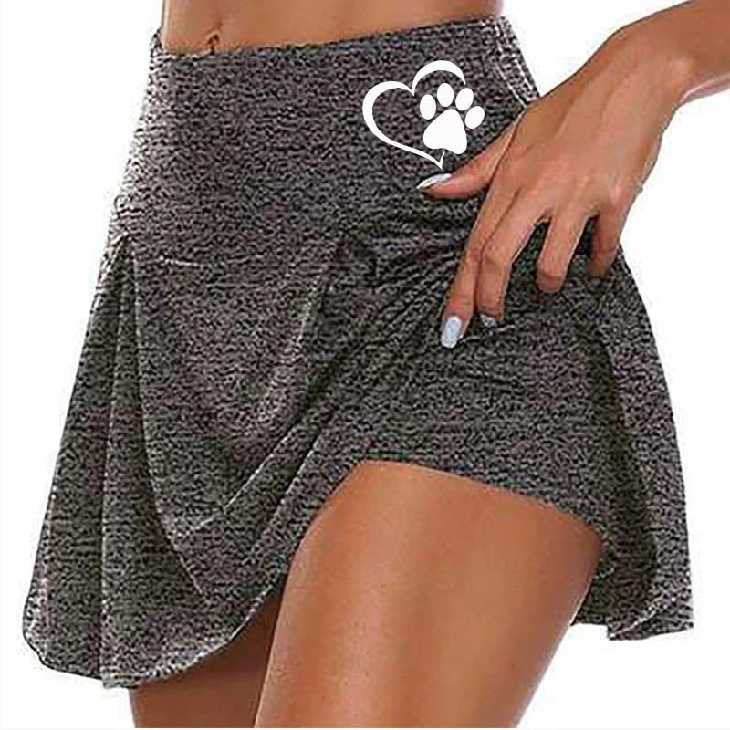 Women's Fashion Solid Color Running Skirt with Double-Layer Tennis Golf Sports Hot Workout Shorts Gym Skirt S-5XL