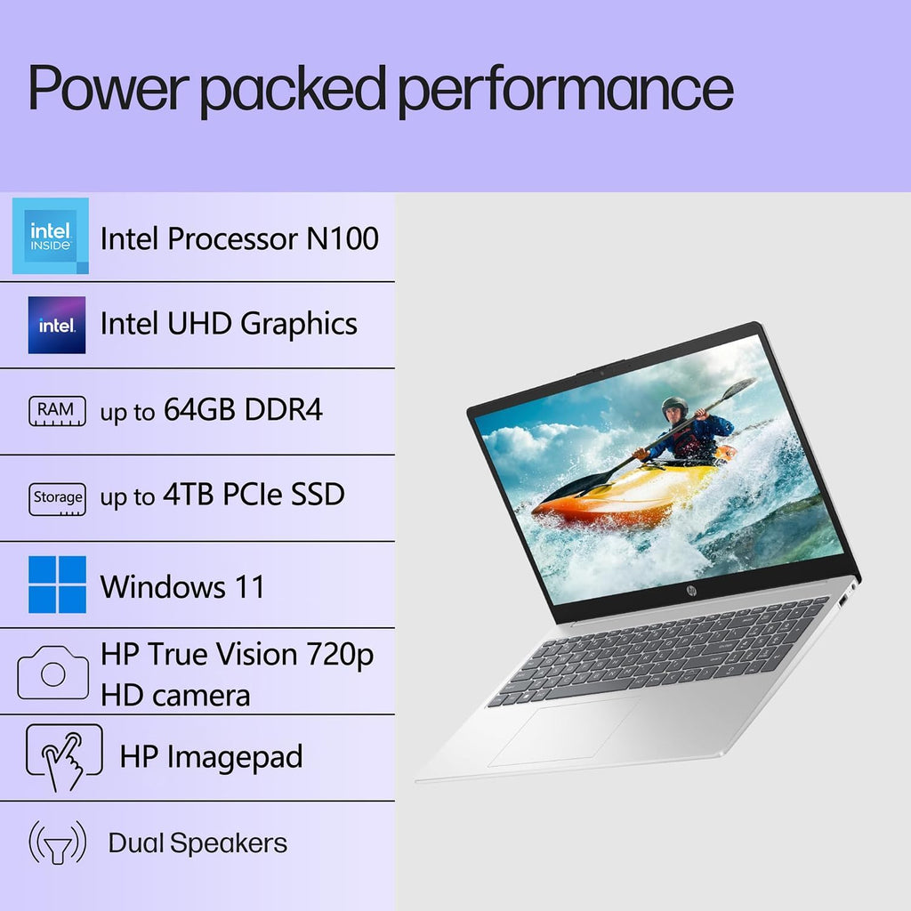 HP Pavilion 15.6 Laptop Computer for Daily Work & Student Home Study, Lifetime Office 365, Intel N100, 8GB RAM, 256GB SSD, Fast Charging, Long Battery Life, Windows 11 Home