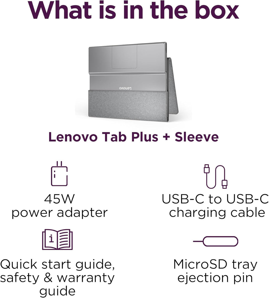 Lenovo Tab Plus - 2024 - Premium Entertainment Tablet - 8 JBL® Speakers - 11.5" 2K LCD Touch Display - 8GB Memory - 128GB Storage - MediaTek™ Helio G99 - Folio Case Included - Luna Grey