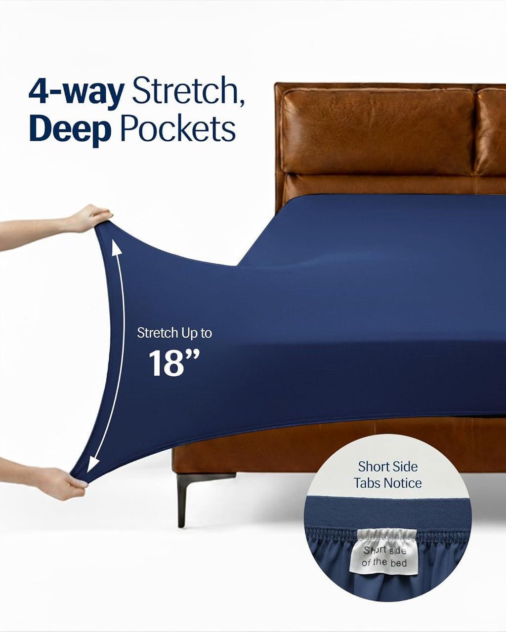 REST® Evercool®+ Cooling Sheet Set, King Size, Midnight Blue, Breathable Bed Sheets for Hot Sleeper and Night Sweats, with Pillowcases, with Ionic+ Self-Cleaning Silver Yarn for Sensitive Skin, 4PCS
