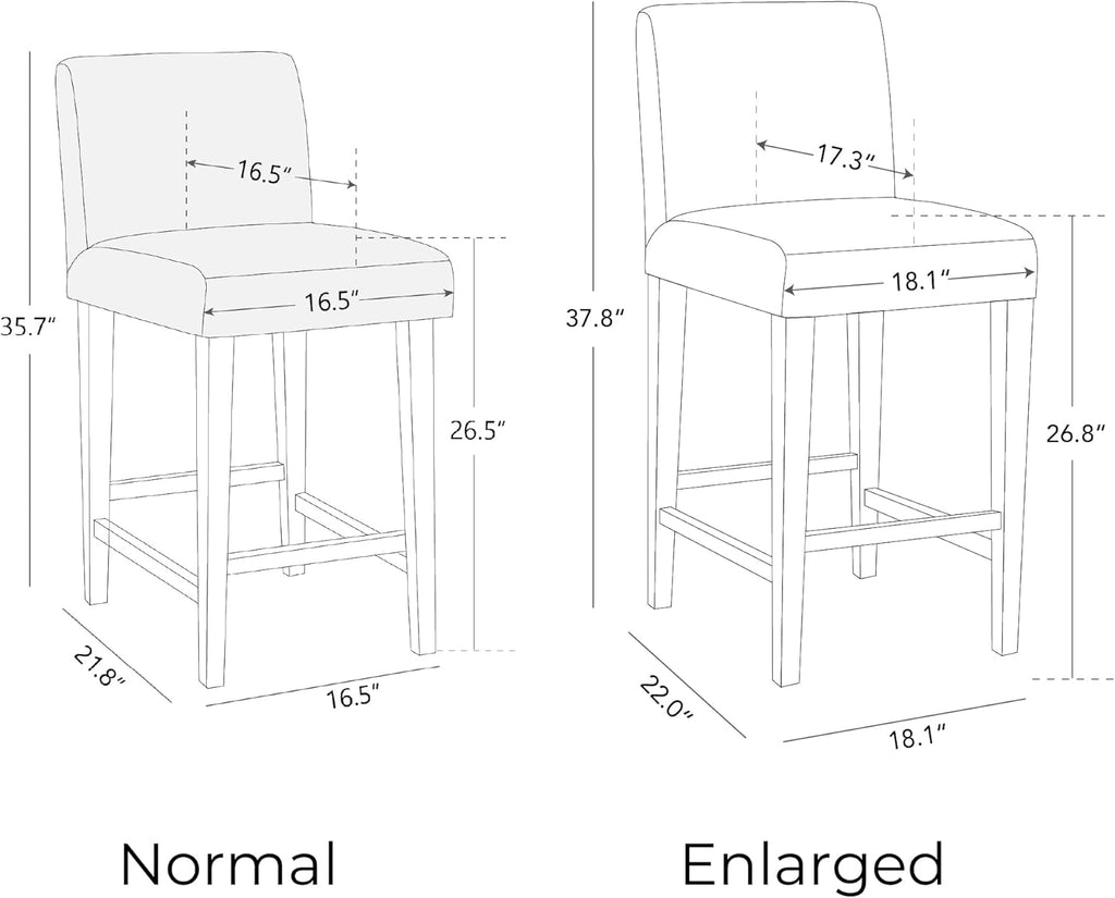 CHITA Counter Height Bar Stools Set of 2, 27" H Seat Height Upholstered Barstools, Fabric in Ivory