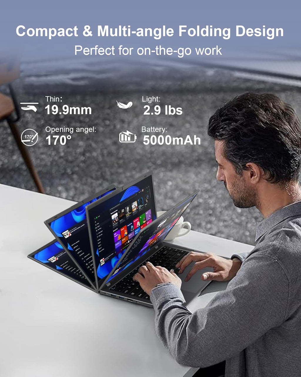 Laptop Computer 14 Inch - 12GB RAM 256GB SSD Laptops, Pentium Gold 6500Y Processor (Up to 3.4GHz), IPS FHD Display, 38WH Battery, Larger Keyboard, HDMI, Type C, PC Laptop for Business and Student