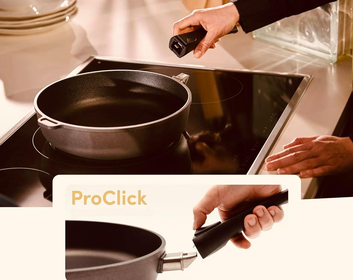 Hoffmann Nonstick Frying Pan Set (2-Piece) – PFAS-Free, Non Toxic, Made in Germany, 11" Deep + Flat Skillet with Lid, Induction Ready, Heavy Cast Aluminum (StonIQ Series)