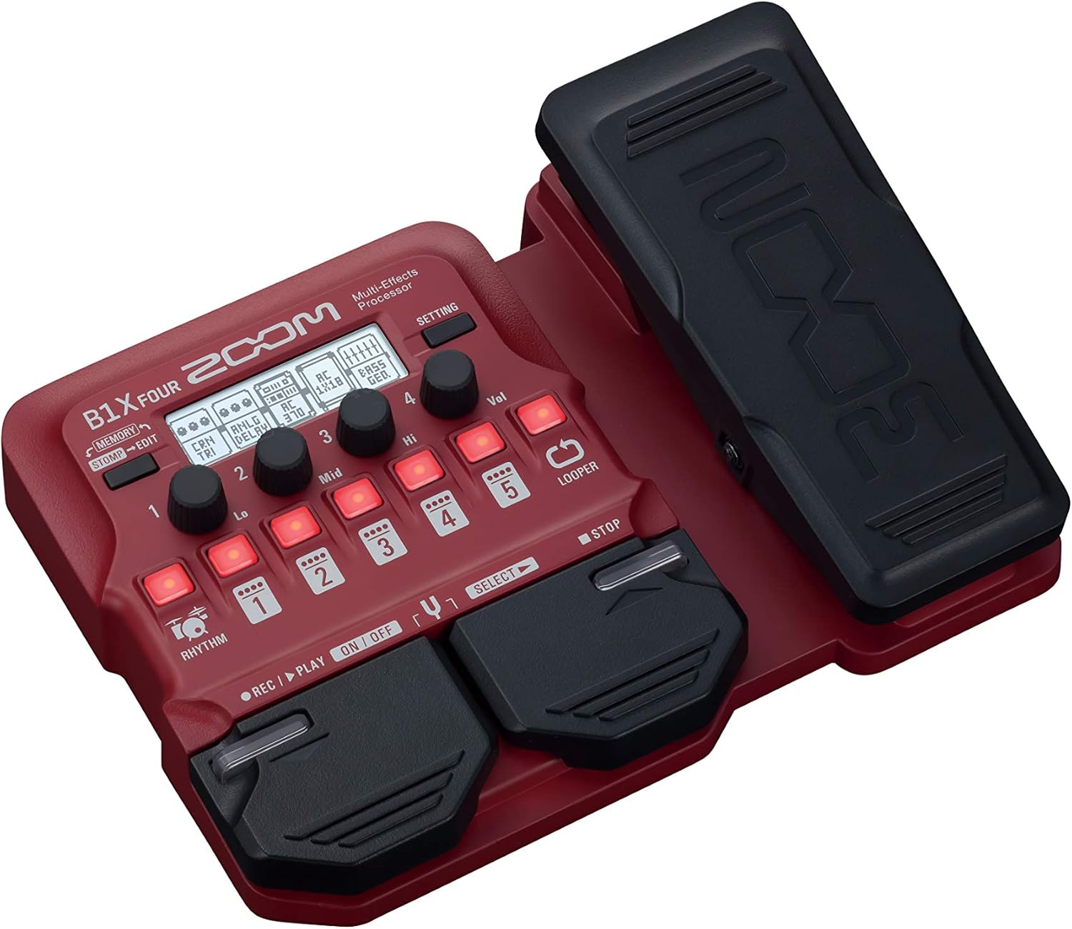 Zoom B1X FOUR Bass Multi-Effects Processor with Expression Pedal, 70+ Built-in Effects, Amp Modeling, Looper, Rhythm Section, Tuner, Battery Powered