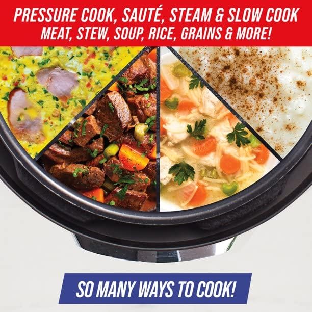 16-in-1 Nonstick 6 Quart Pressure Cooker, Slow Cooker, and More, One Touch Cooking, The Smart Release Feature Automatically Customizes Pressure, Suitable for Dining Room, Kitchen Etc, Blue