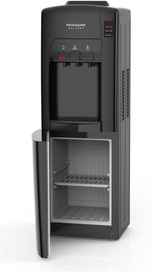 Frigidaire Gallery, Top Load Water Dispenser, Built-in Cooling Bottom Refrigerator Compartment, Black