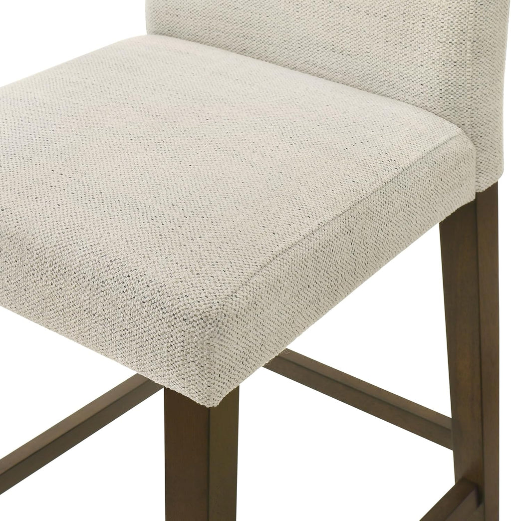 CHITA Counter Height Bar Stools Set of 2, 27" H Seat Height Upholstered Barstools, Fabric in Ivory