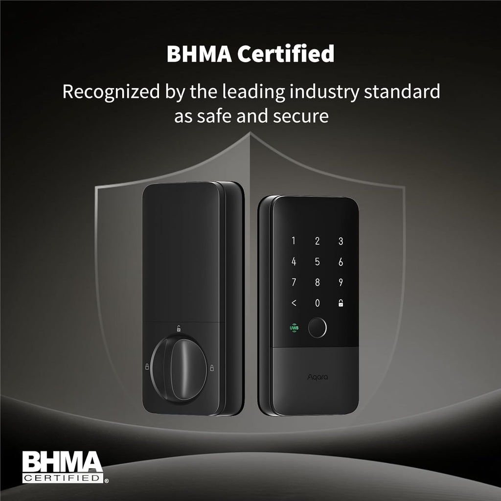 Aqara UWB Smart Lock U400, Matter Over Thread, Apple Home Key, Fingerprint Keyless Entry Deadbolt,Touchscreen Keypad, Rechargeable Battery, Supports HomeKit, Alexa, Google, Home Assistant, Black