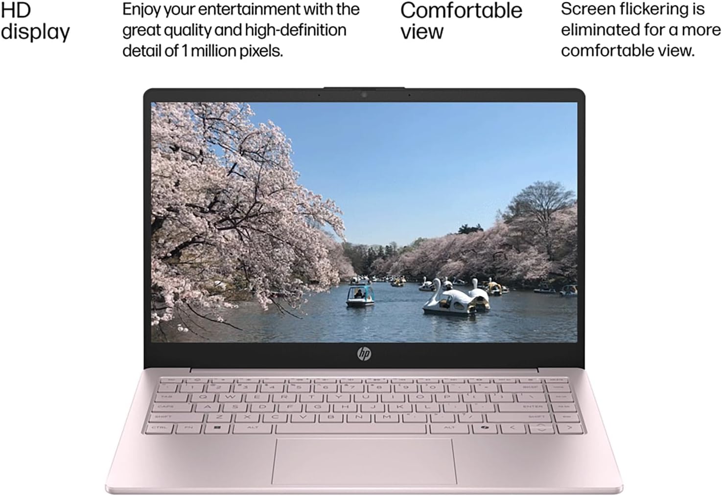 HP Essential Laptop Computer for Student Daily Study, Microsoft Office 365, Intel N150, 4GB RAM, 128GB Storage, Long Battery Life & Fast Charging, Windows 11 Home, Type-C Hub, Tranquil Pink