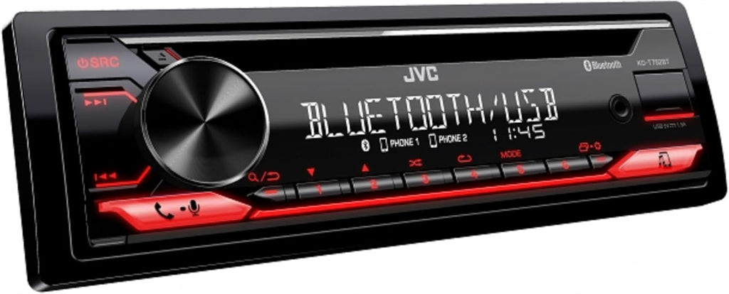 JVC Single-Din Built-in Bluetooth, Dual Phone Connection, Android Music Playback, CD MP3 AM/FM USB AUX Input Car Stereo Player, Pandora Spotify Control iHeart Radio Receiver w/FREE ALPHASONIK EARBUDS