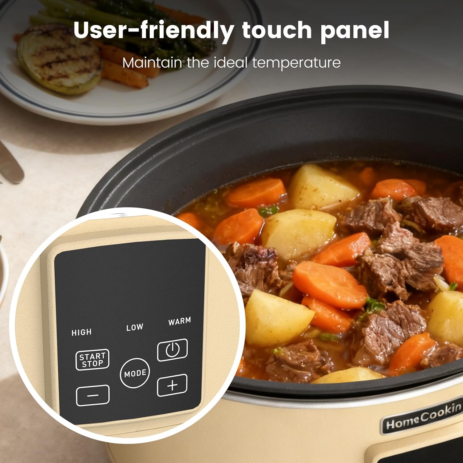 HOMECOOKIN Slow Cooker, Extra Large 10 Quart Programmable Slow Cookers with Timer, Dishwasher Safe Glass Lid & Crock, Kitchen Appliance for Families and Gatherings, Oatmeal