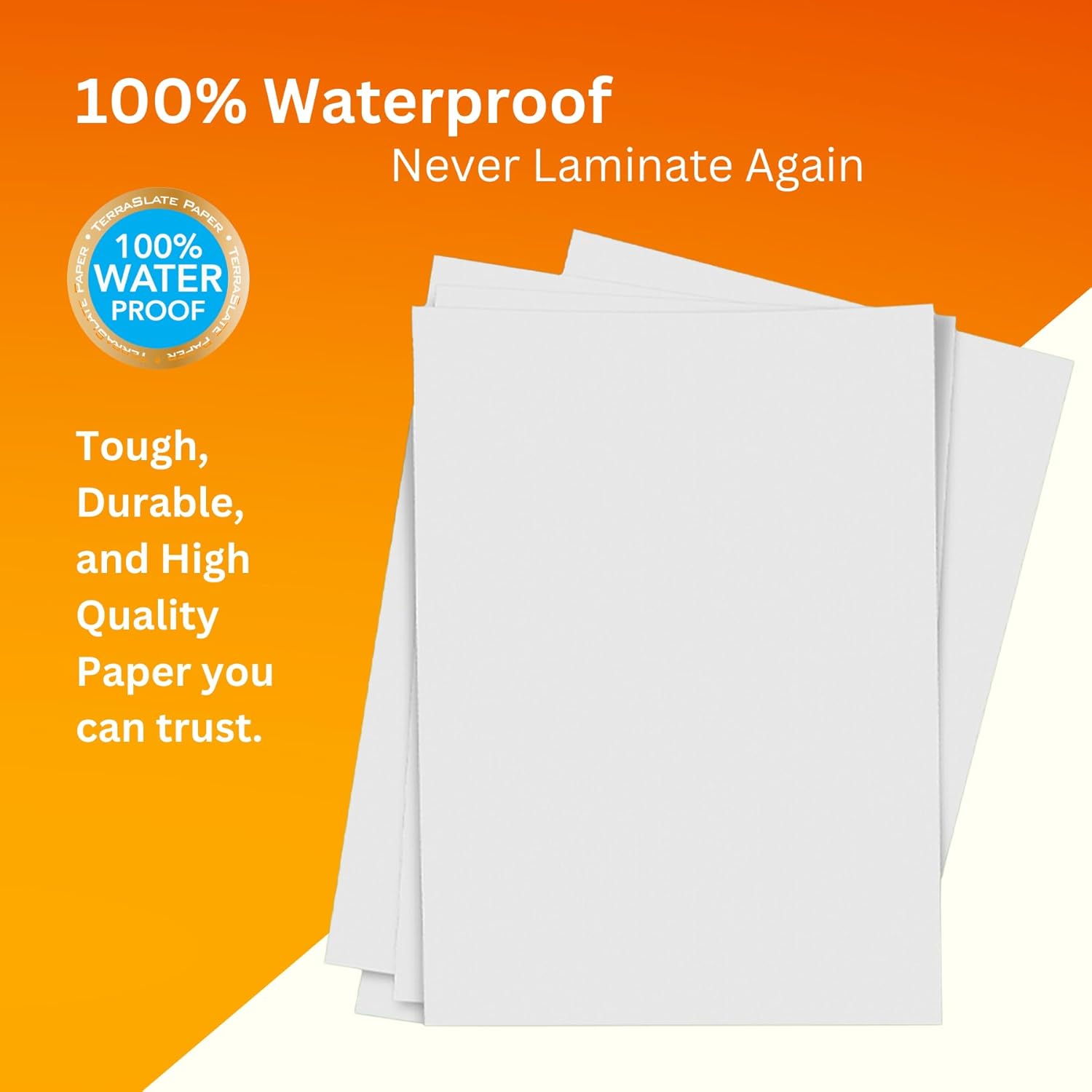 TerraSlate 8 MIL Waterproof Paper 11"x17" – Weatherproof, Rip-proof Copier Paper, Laser Printer & Copier Compatible, 50 Sheets – Ideal for Outdoor, Rugged Use, and Harsh Conditions