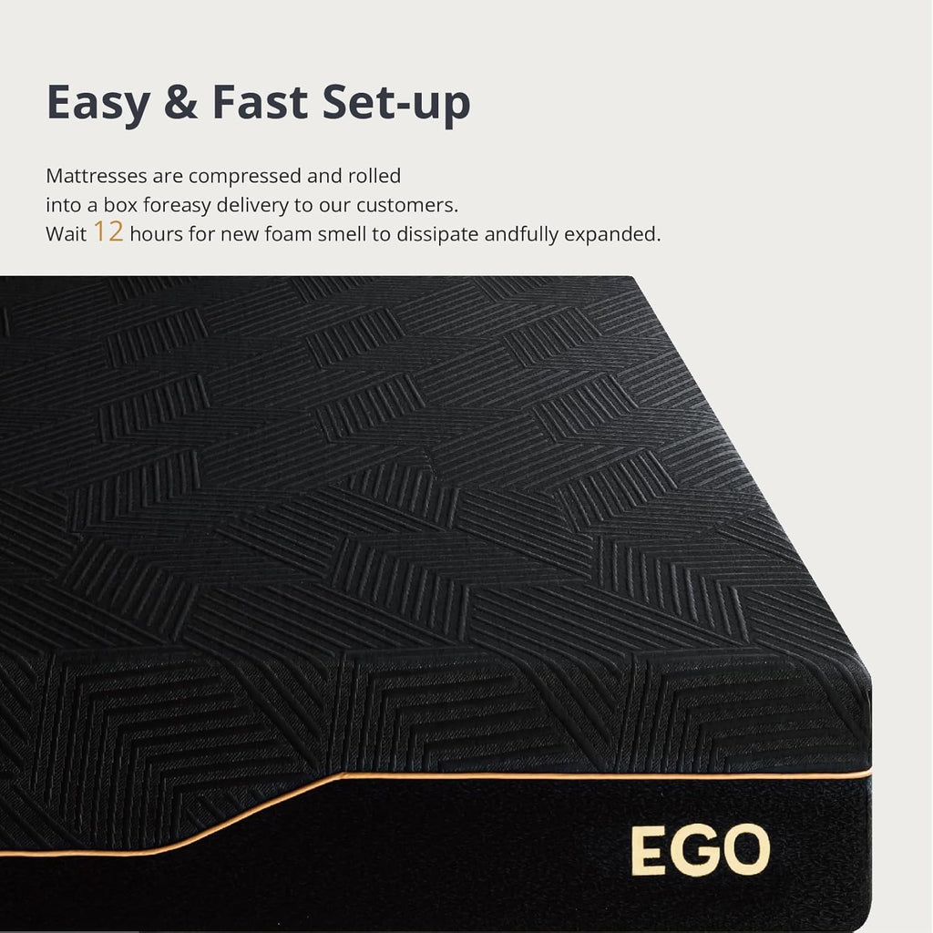 MLILY EGOHOME 14 Inch Queen Memory Foam Mattress for Back Pain, Cooling Copper Gel Bed in a Box, Foam Made in USA, CertiPUR-US Certified, Therapeutic Medium Firm, 60x80x14 Black