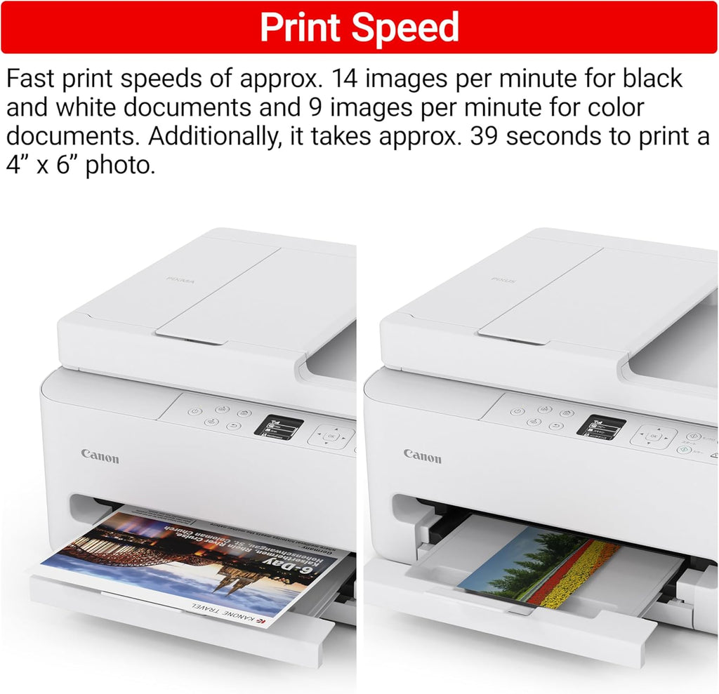 Canon PIXMA TR7120 Wireless Color Inkjet Printer for Duplex Printing, White – Home Printer with Copier/Scanner, Auto Document Feeder, Compact Design, Intuitive Control Panel