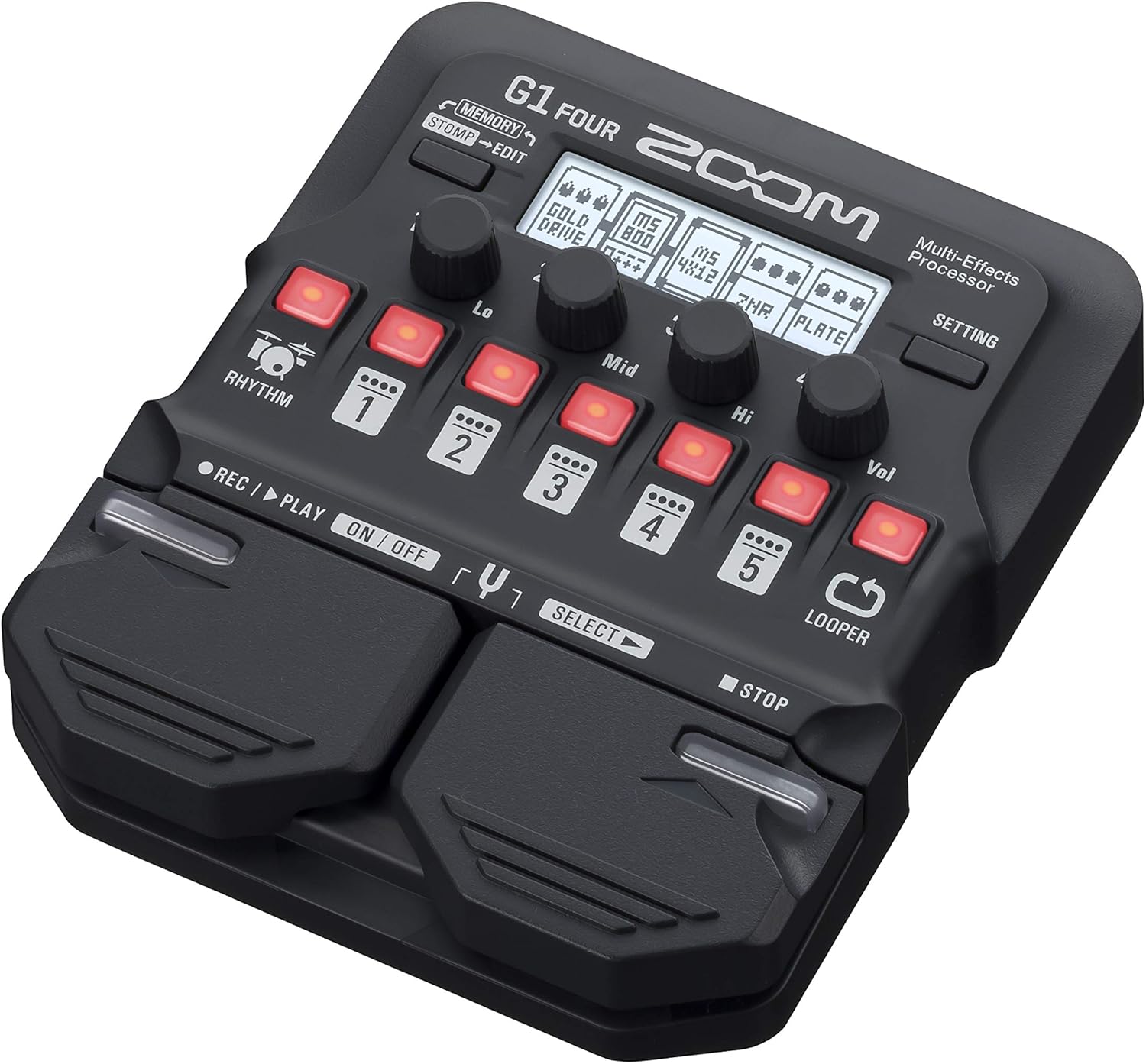 Zoom G1 FOUR Guitar Multi-Effects Processor with 70+ Effects & Amp Modeling, Looper, Rhythm Section, Tuner, Battery Powered