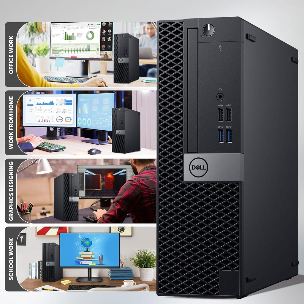 Dell OptiPlex SFF Desktop Computer PC, Intel Core i7-6700 Processor, 16GB DDR4 Ram, 512GB PCIe NVMe SSD, New 24 inch Monitor, HDMI, Built-in WiFi, Wireless Keyboard & Mouse, Windows 11 Pro (Renewed)