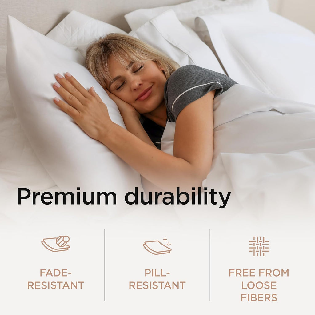 Threadmill 100% American Supima Cotton Sheets King Size - 1000 Thread Count, 4Pc King Size Sheet Set, Smooth Sateen Sheet, Ultra Luxury Bed Sheet, 17" Deep Pocket King Sheet Set - White Sheets