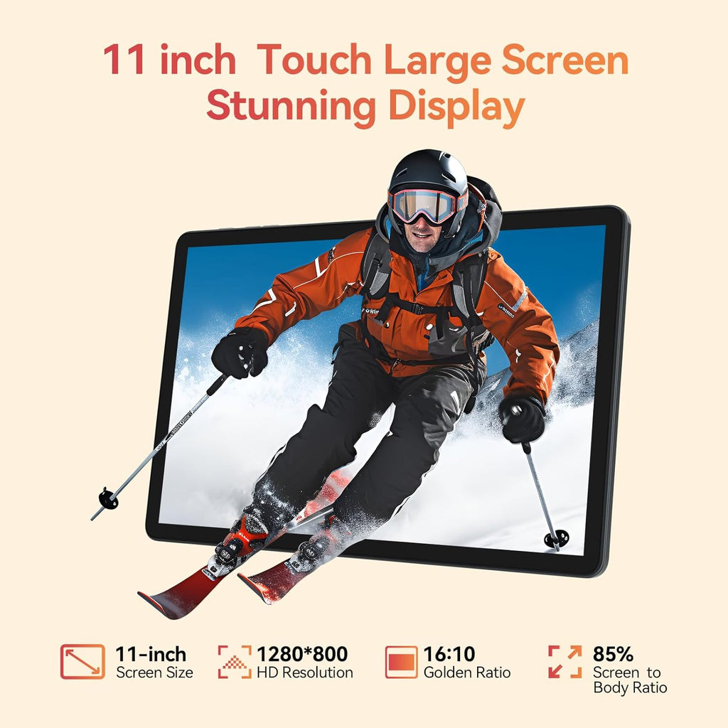 Tablet 2026 Upgraded Android 15, 11 Inch Tablet with Keyboard, 16GB RAM+128GB ROM/1TB Expendable, MTK8786 Octa-Core Processor, Gemini AI 2.0, Dual 4G Cellular for T-Mobile, 21MP Camera, GPS, Bluetooth