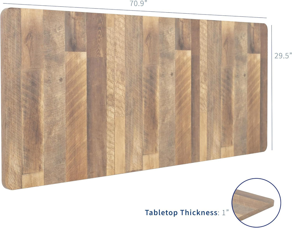 VIVO Universal 71 x 30 inch Table Top for Standard and Sit to Stand Height Adjustable Home and Office Desk Frames, Reclaimed Wood Desktop, DESK-TOP72-30P
