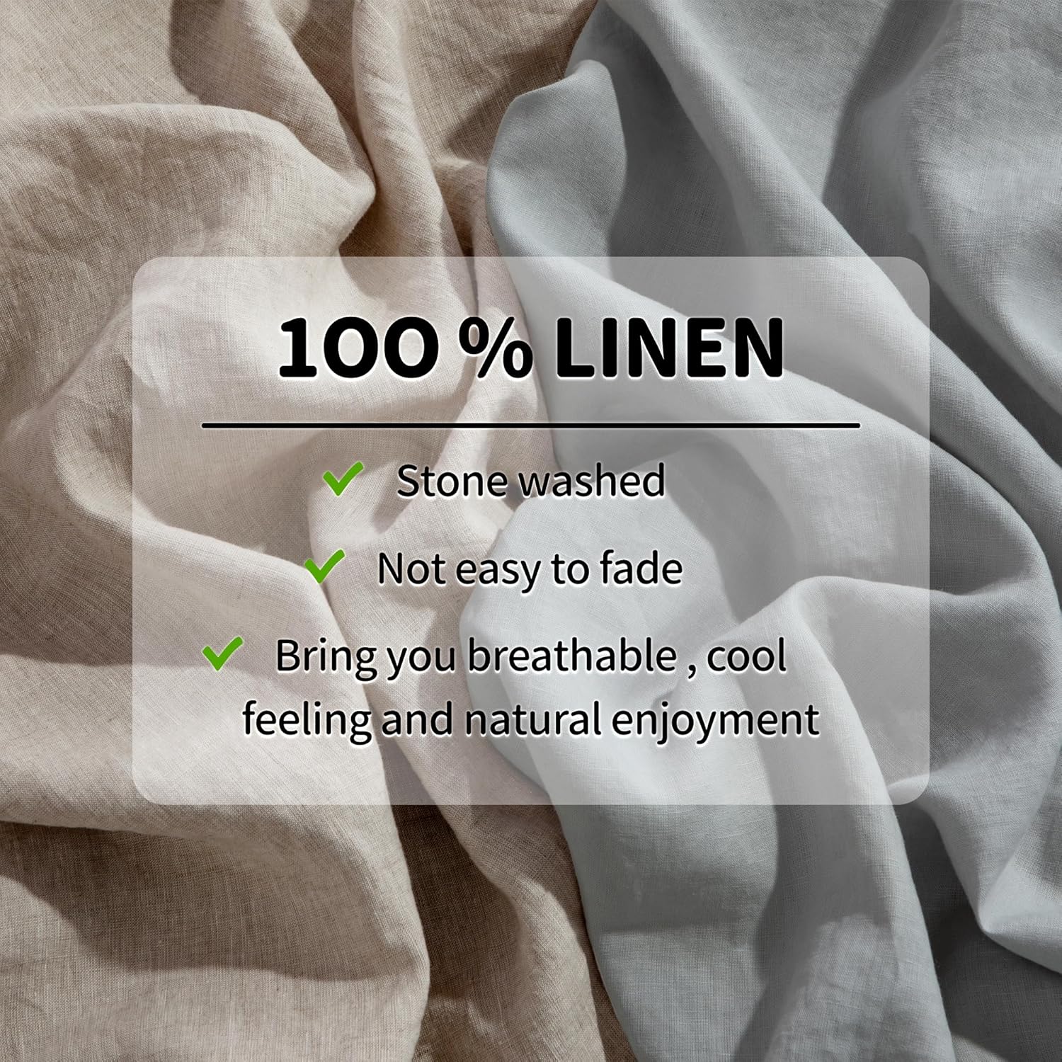 LBRO2M 100% Pure Linen Sheet Set Deep Pocket Up to 16" Bed Sheets Sets, Natural Flax Beddings Soft, Breathable, Comfortable for All Seasons 4 Pcs Sheet Set Queen Size, Linen