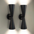Modern Black Wall Sconces Set of 2, Up and Down Indoor Wall Sconces, Mid Century Indoor Wall Light Fixture, Hardwired Wall Mounted Lamp for Living Room, Bathroom, Bedroom, Hallway, 18 Inch