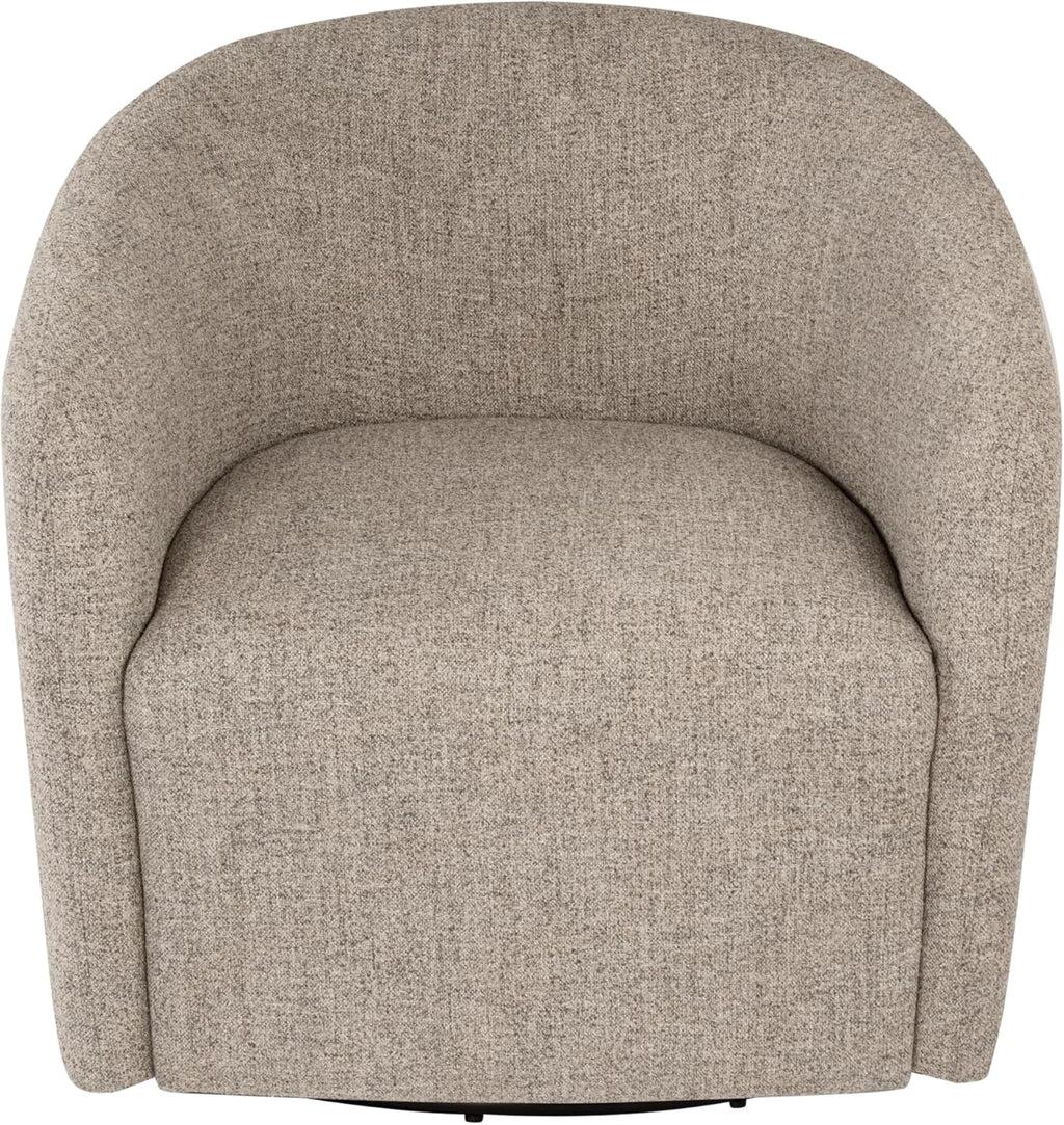 HomePop Upholstered Swivel Accent Chair, Modern Barrel Chair with 360° Swivel Base, Midtone Gray Fabric for Living Room, Bedroom, or Office