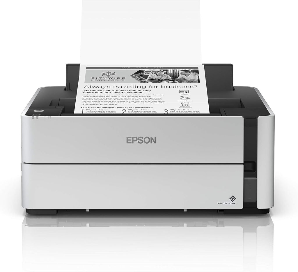 Epson EcoTank ET-M1170 Wireless Monochrome Supertank Printer with Ethernet PLUS 2 Years of Unlimited Ink*,White
