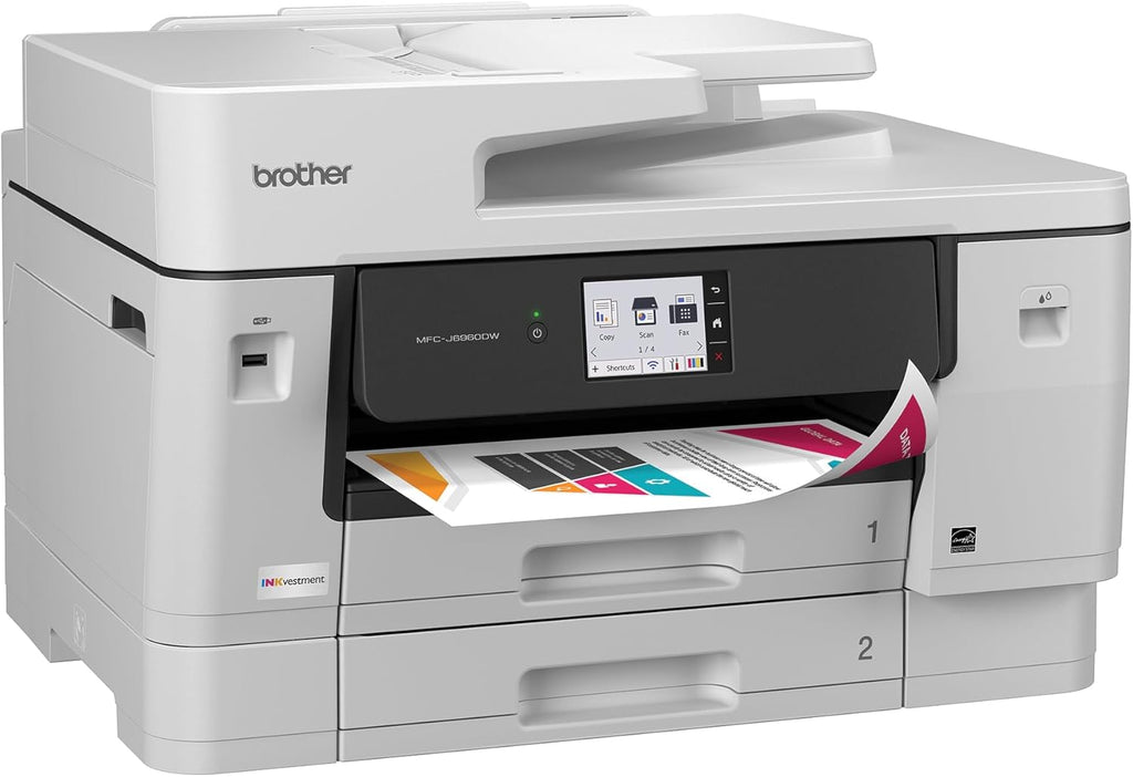 Brother INKvestment 6960 Wireless Color Inkjet All-in-One Printer with 11”x17” Capabilities and 3.5” Color Touchscreen | Includes Refresh Subscription Trial(1) (MFC-J6960DW)