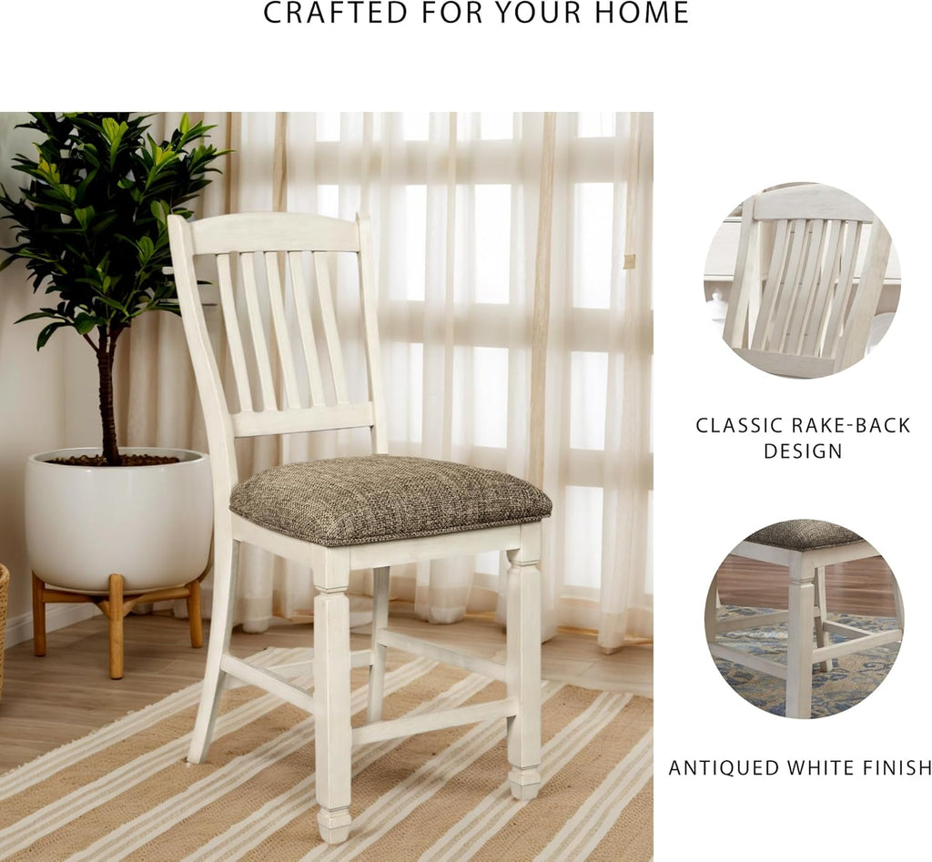 Signature Design by Ashley Bolanburg 24" Counter Height Farmhouse Barstool, 2 Count, Antique White
