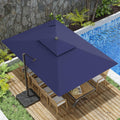 10x13FT Cantilever Outdoor Patio Umbrellas, Double Top Large Rectangle Umbrella, Heavy Duty 360° Rotation Offset Outdoor Sun Shade Umbrella for Garden Deck Pool Backyard Patio, Navy Blue