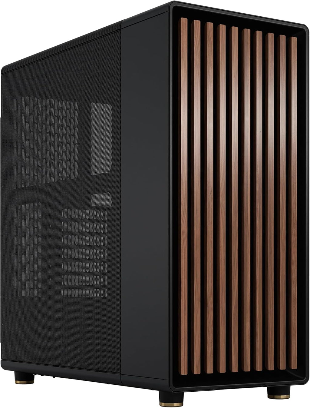Fractal Design North - Genuine Walnut Wood Front - Mesh Side Panels - Two 140mm Aspect PWM Fans Included - Type C USB - ATX Airflow Mid Tower PC Gaming Case,Charcoal Black