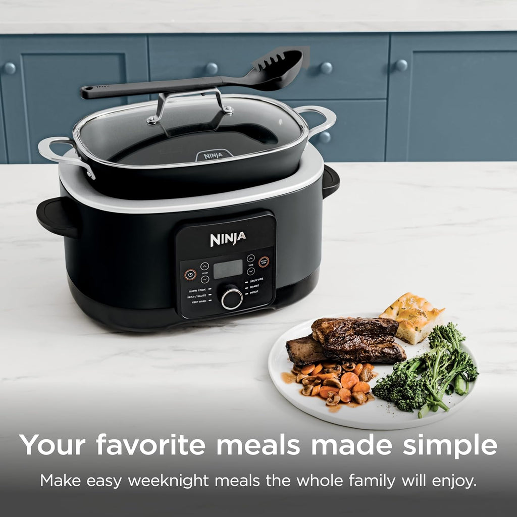 Ninja® 12-in-1 PossibleCooker™ PLUS | 8.5-qt - Sous Vide & Proof Multi-Cooker | Slow Cooker, Dutch Oven & More | Glass Lid & Integrated Spoon | Nonstick | Oven Safe Pot to 500°F | Black | MC1010