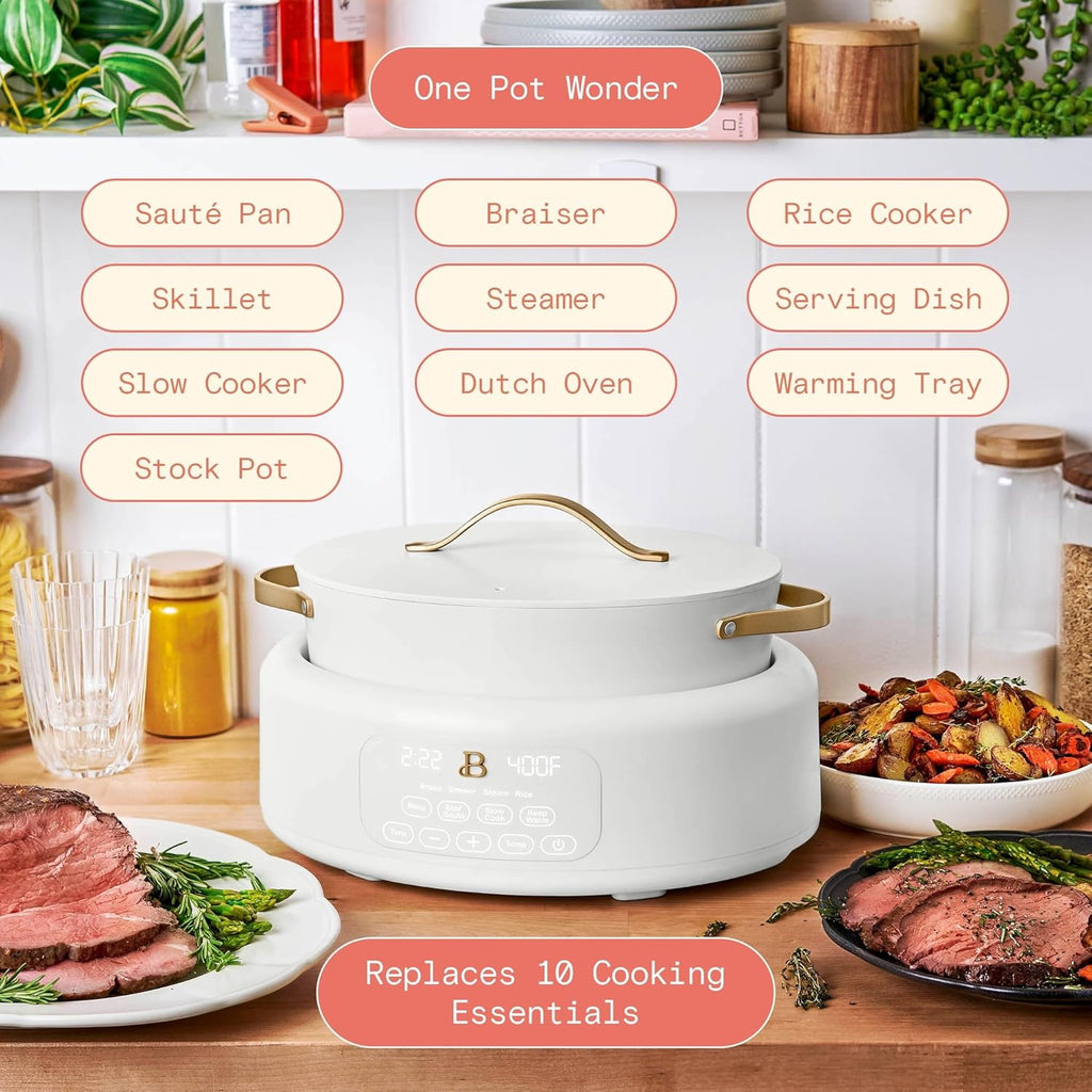 IT'S BRAZILIAN Beautiful 10 in 1, 6 Qt Electric Multi-Cooker, White Icing by Drew Barrymore