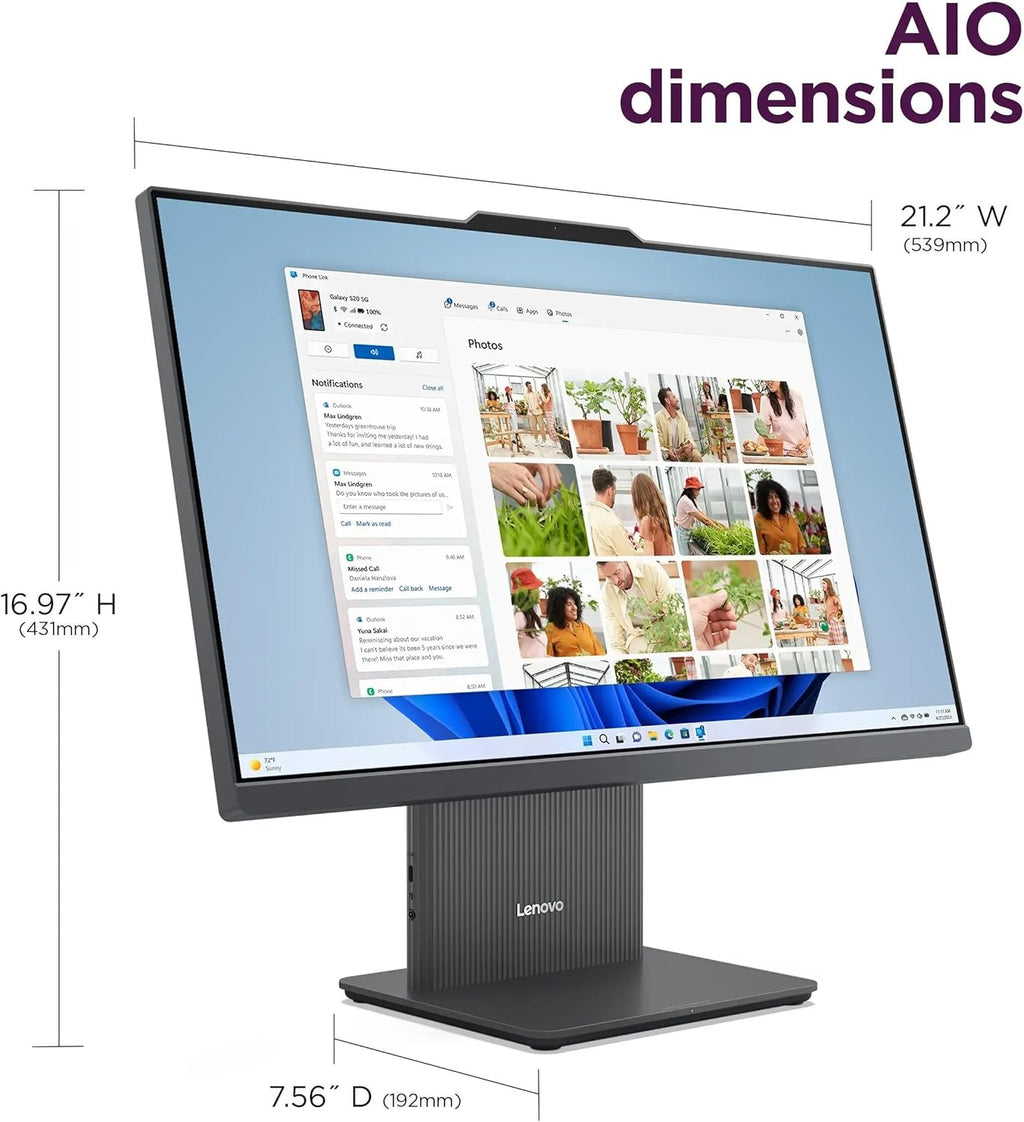 Lenovo IdeaCentre All-in-One Desktop Computer, 24" FHD Display, 6-core AMD Ryzen 5 7535HS, 16GB DDR5, 512GB SSD, Wi-Fi 6, HDMI in&Out, Wireless KB&Mouse, Windows 11 Home