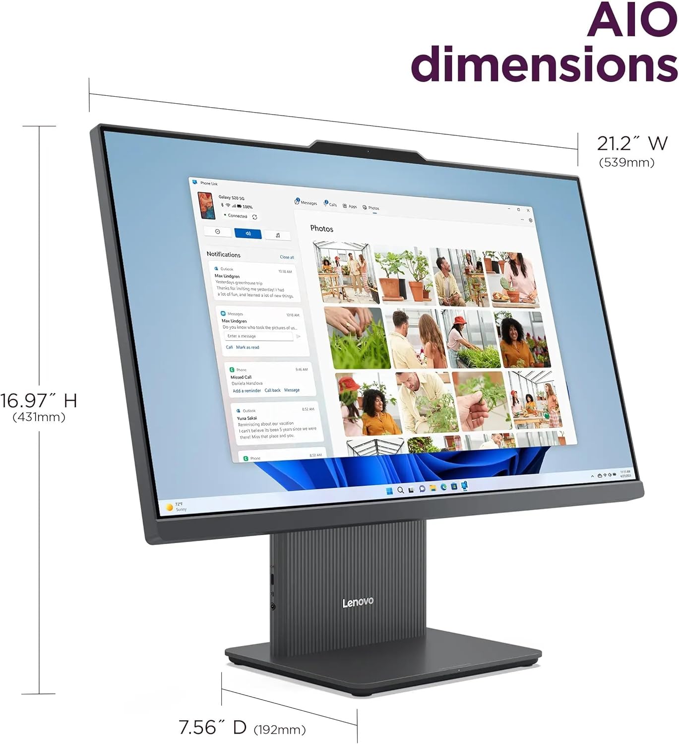 Lenovo IdeaCentre All-in-One Desktop Computer, 24" FHD Display, 6-core AMD Ryzen 5 7535HS, 16GB DDR5, 512GB SSD, Wi-Fi 6, HDMI in&Out, Wireless KB&Mouse, Windows 11 Home