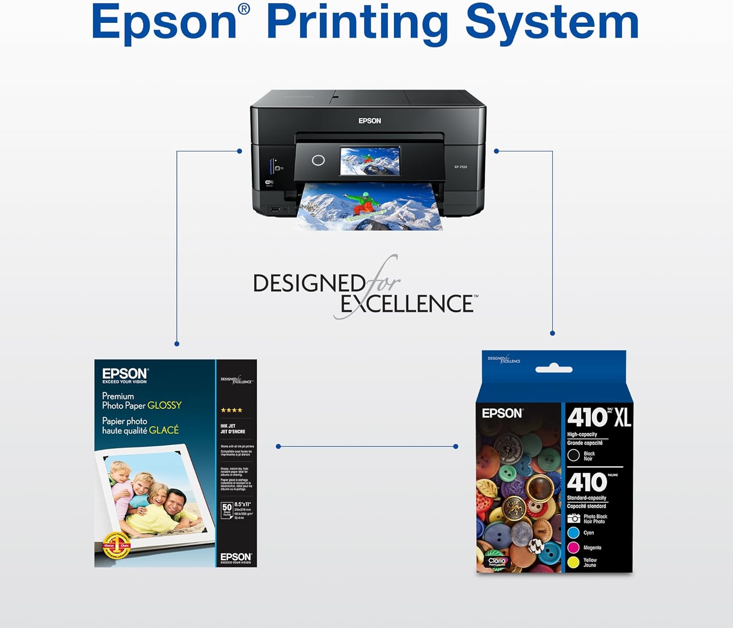 EPSON 410 Claria Premium Ink High Capacity Black & Standard Color Cartridge Combo Pack (T410XL-BCS) Works with Expression XP-530, 630, 640, 7100, 830