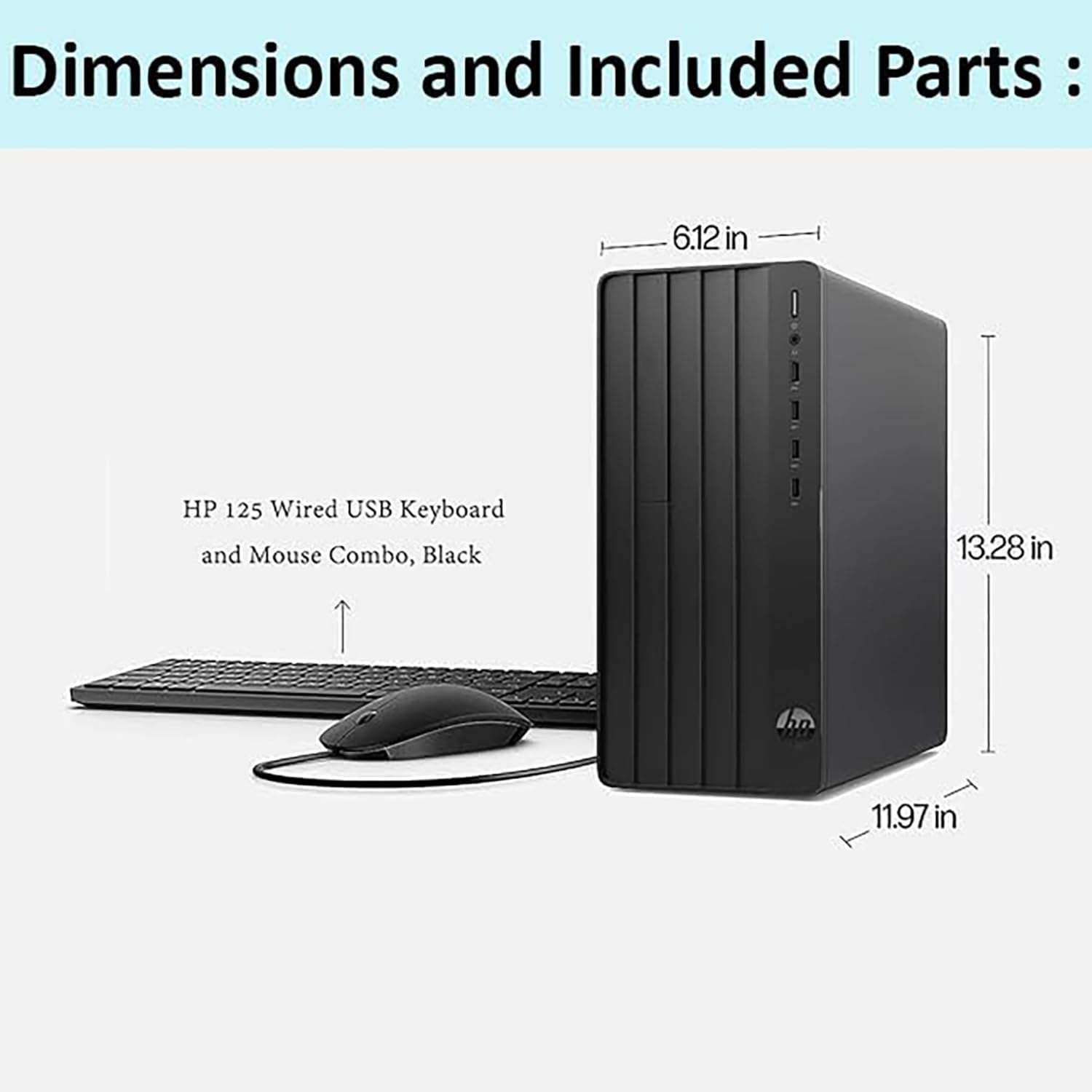 HP Desktop Computer Tower, 13th Gen Intel Quad-Core Processor, 8GB DDR4 RAM, 256GB SSD, Keyboard and Mouse, WiFi Adapter, Vga, Rj-45, Hdmi, Windows 11 Home, Office 365