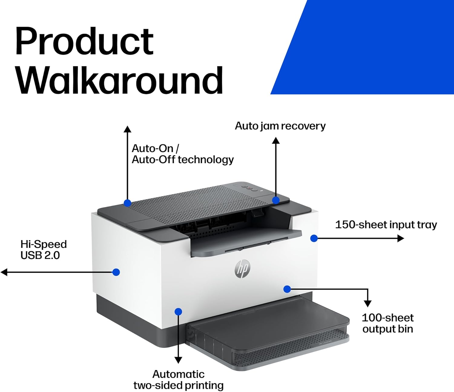 HP LaserJet M209d Laser Printer, Black and White, Automatic Duplex, USB Connection Only (Cable Included), Best for Home Office (8J9L0F)