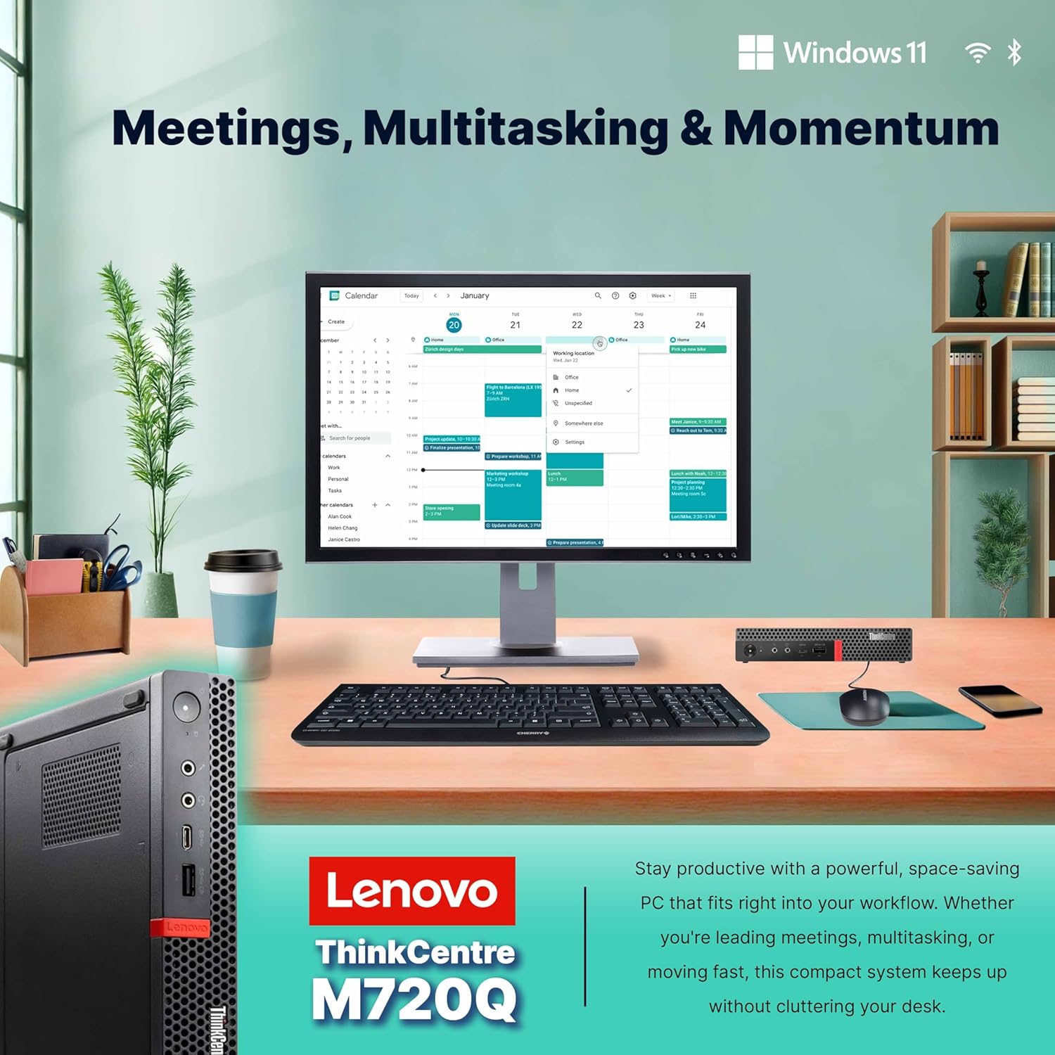 Lenovo M720Q ThinkCentre Mini PC | Windows 11 Pro | Intel i5-8400T | 16GB RAM + 500GB NVME | 5G WiFi + BT | Home or Office Micro Desktop Computer (Renewed)