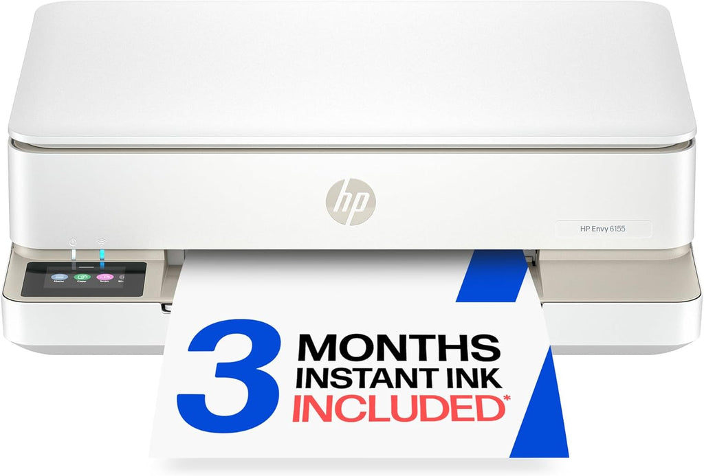 HP Envy 6155 Wireless All-in-One Color Inkjet Printer, Print, Scan, Copy, Duplex Printing Best-for-Home, 3 Month Trial of Instant Ink Included, AI-Capable (C2WR7A) Portobello